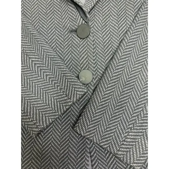 Armani Collezioni Black/grey Chevron Stretch Knit Women’s Blazer Size 6 - Picture 2 of 4